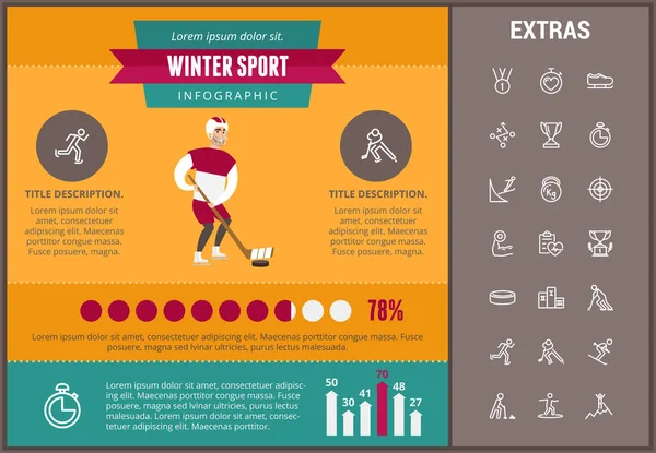Plantilla de infografía de deportes de invierno, elementos, iconos — Vector de stock