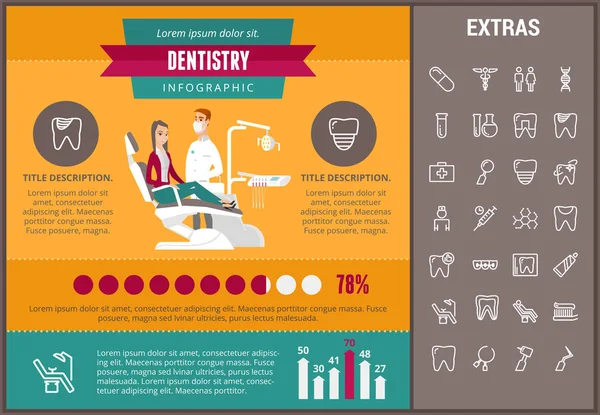 치과 infographic 템플릿, 요소 및 아이콘 — 스톡 벡터