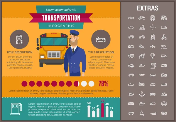 Plantilla y elementos infográficos de transporte . — Archivo Imágenes Vectoriales