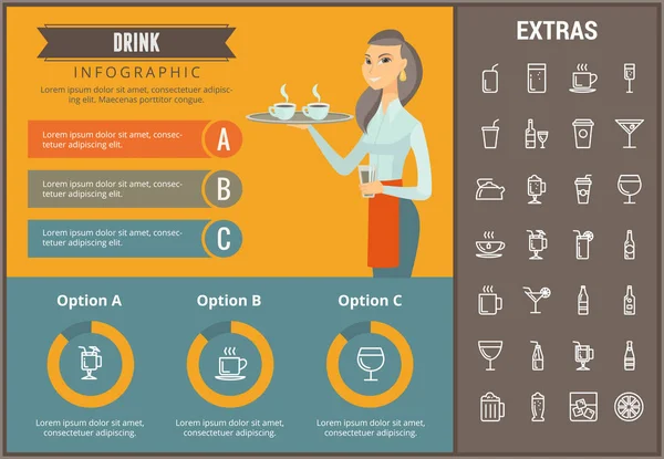 Šablona infografika nápoj, prvky a ikony. — Stockový vektor