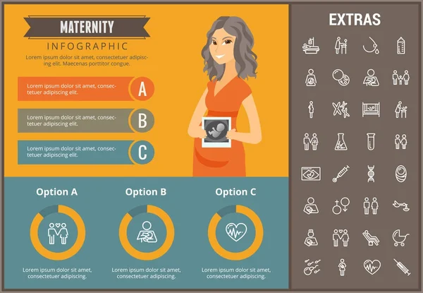 Mutterschaft Infografik Vorlage, Elemente und Symbole — Stockvektor