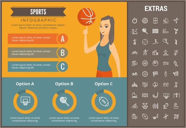 Sport infographic sablon, elemek és ikonok. — Stock Vector