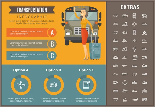 Transport-Infografik Vorlage und Elemente. — Stockvektor