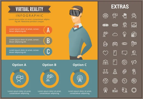 Plantilla infográfica de realidad virtual y elementos . — Vector de stock