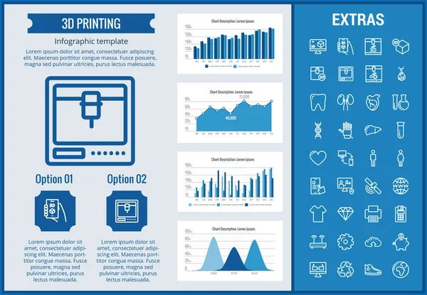 3D nyomtatás infographic sablon és elemek. — Stock Vector