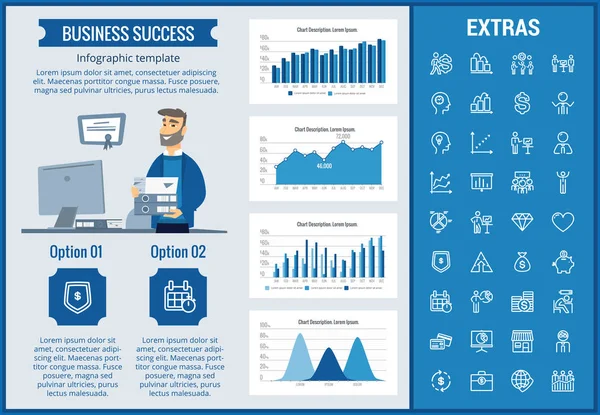 Modelo de infográfico de sucesso de negócios e elementos — Vetor de Stock