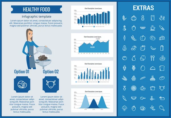 Infografik für gesunde Ernährung, Elemente, Symbole — Stockvektor