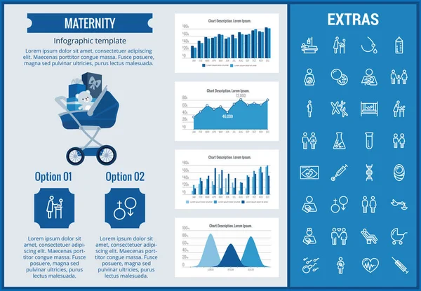 Macierzyńskiego infografikę szablon, elementy i ikony — Wektor stockowy