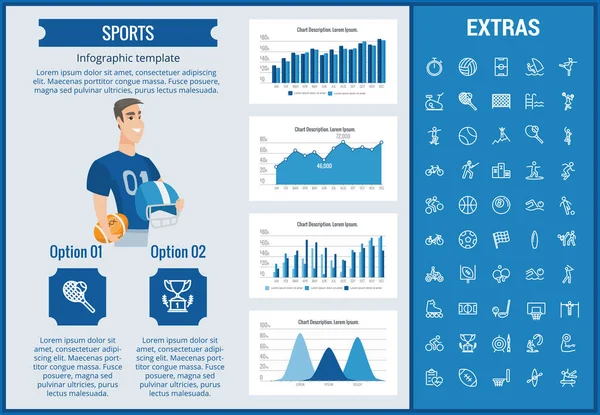 Modelo de infográfico esportivo, elementos e ícones . — Vetor de Stock