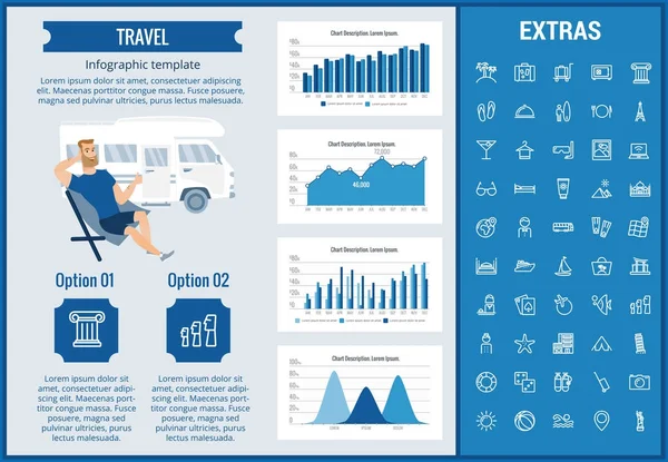 Modèle d'infographie de voyage, éléments et icônes . — Image vectorielle