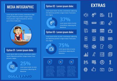Medya Infographic şablon, öğeler ve simgeler.