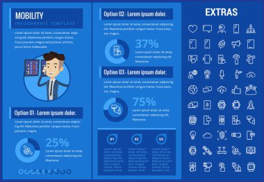 Hareketlilik Infographic şablon, öğeler ve simgeler.