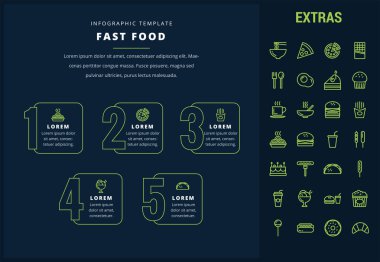 Fast food Infographic şablonu ve öğeleri.