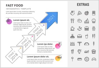 Fast food Infographic şablonu ve öğeleri.