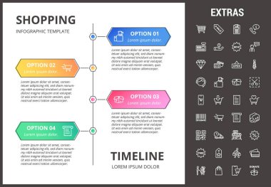 Alışveriş Infographic şablon, öğeler ve simgeler.