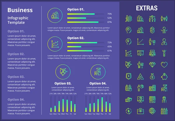 Modelo de infográfico de negócios e elementos . — Vetor de Stock