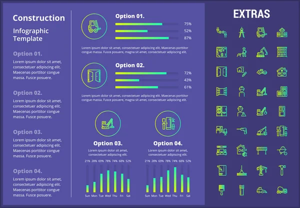 Bauinfografische Vorlage und Elemente. — Stockvektor