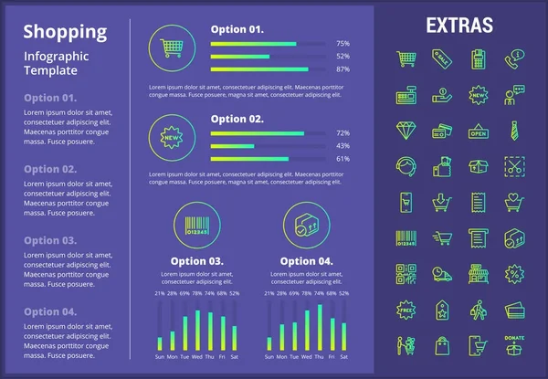 Shopping infographic mall, element och ikoner. — Stock vektor