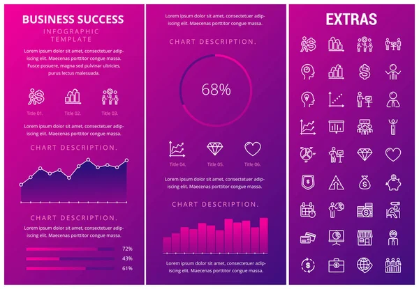 Modelo de infográfico de sucesso de negócios e elementos — Vetor de Stock