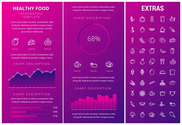 Infographic πρότυπο υγιεινής διατροφής, στοιχεία, τα εικονίδια — Διανυσματικό Αρχείο