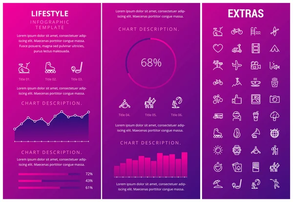 Estilo de vida modelo infográfico, elementos e ícones — Vetor de Stock