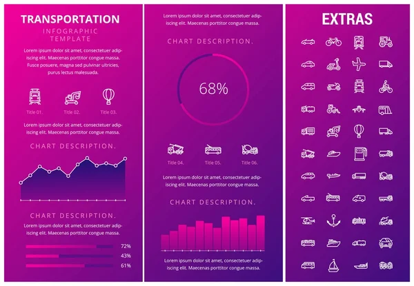 Plantilla y elementos infográficos de transporte . — Archivo Imágenes Vectoriales