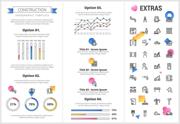 Modèle et éléments infographiques de construction . — Image vectorielle