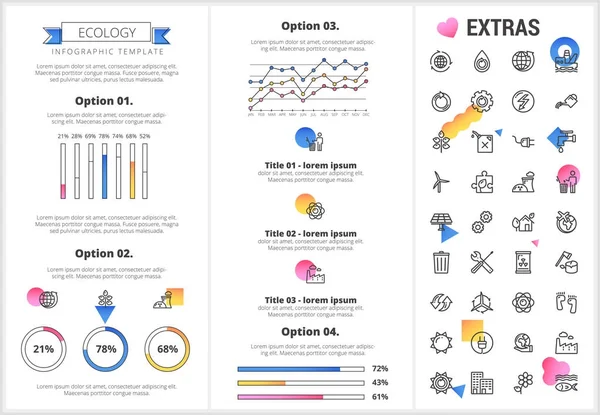 Modèle d'infographie écologique, éléments et icônes . — Image vectorielle