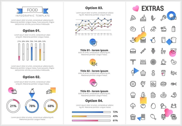 Plantilla de infografía alimentaria, elementos e iconos . — Archivo Imágenes Vectoriales