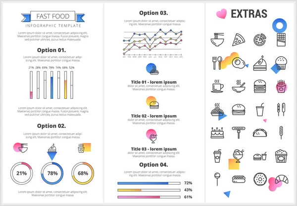 Fast-Food-Infografik Vorlage und Elemente. — Stockvektor