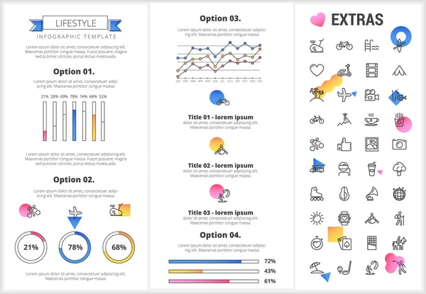 Plantilla de infografía de estilo de vida, elementos e iconos — Archivo Imágenes Vectoriales