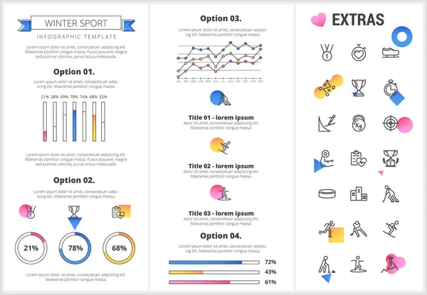 Infomaterial zum Wintersport, Elemente, Symbole — Stockvektor