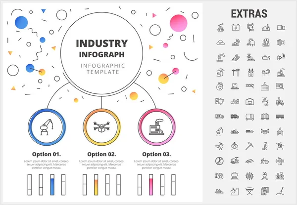 Industrie infographic sjabloon, elementen en pictogrammen. — Stockvector