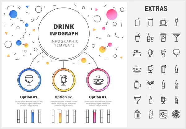 Plantilla, elementos e iconos de la infografía de bebidas . — Archivo Imágenes Vectoriales
