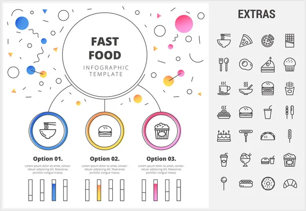 Plantilla y elementos de infografía de comida rápida . — Archivo Imágenes Vectoriales