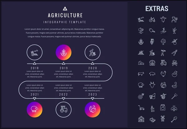 Jordbruk infographic mall, element, ikoner. — Stock vektor