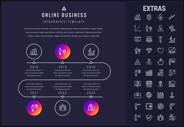 Modelo de infográfico de negócios online e elementos . — Vetor de Stock