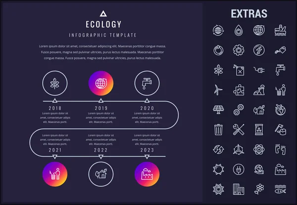 Modelo de infográfico de ecologia, elementos e ícones . — Vetor de Stock