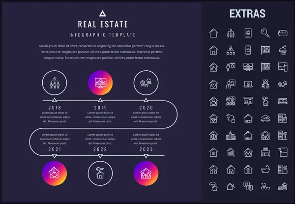 Real estate infographic πρότυπο, στοιχεία, τα εικονίδια. — Διανυσματικό Αρχείο