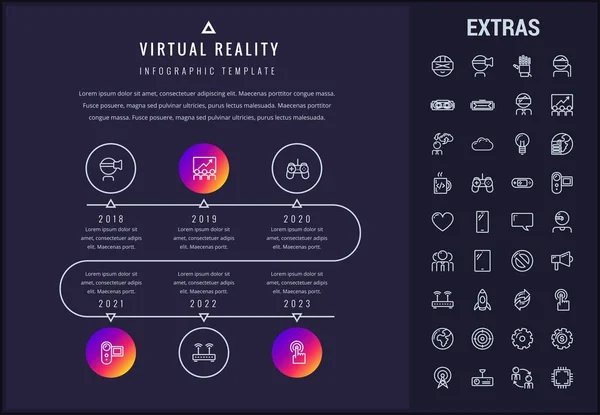 Plantilla infográfica de realidad virtual y elementos . — Vector de stock