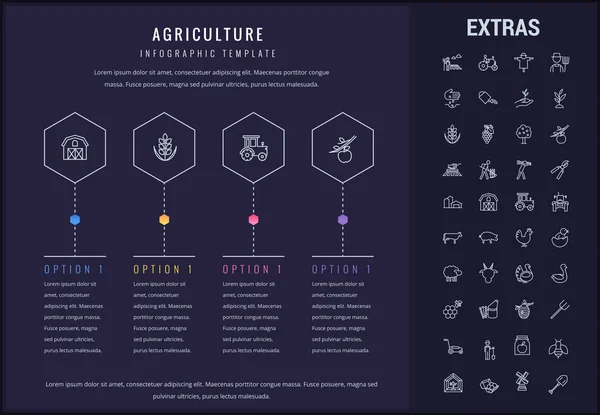 Agricoltura modello infografico, elementi, icone . — Vettoriale Stock
