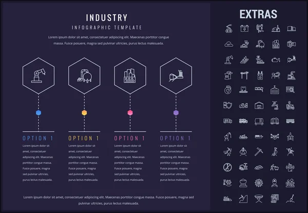 Industrie infographic sjabloon, elementen en pictogrammen. — Stockvector