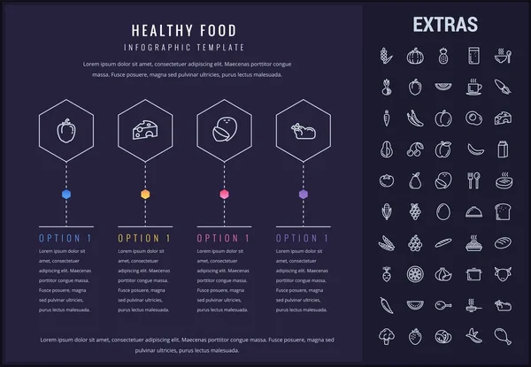 Sağlıklı gıda Infographic şablon, öğeleri, simgeler — Stok Vektör