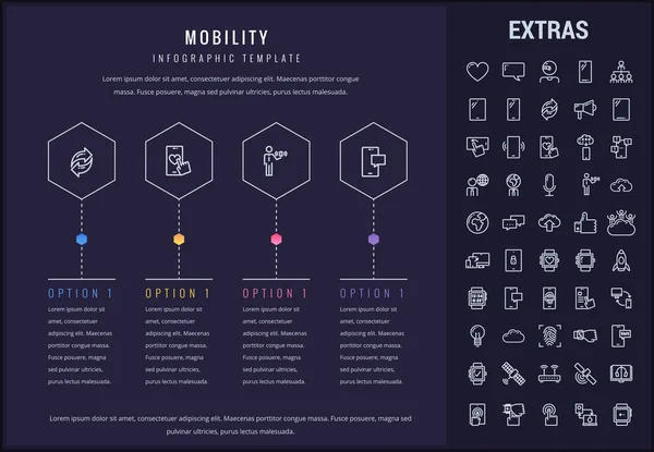 Mobilności infografikę szablon, elementy i ikony. — Wektor stockowy