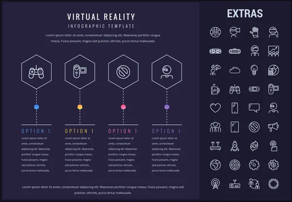 Plantilla infográfica de realidad virtual y elementos . — Vector de stock