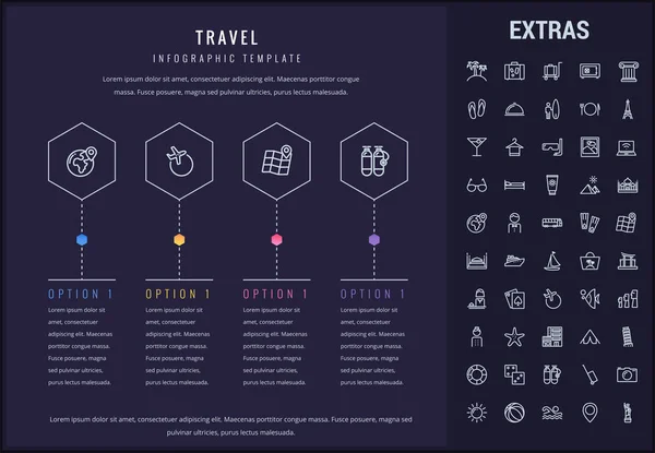 Plantilla de infografía de viaje, elementos e iconos . — Vector de stock