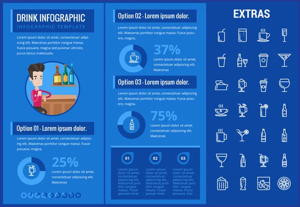 Drink infographic template, elements and icons. — Stock Vector