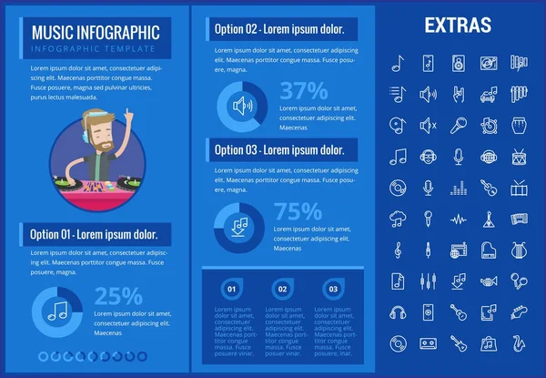 Modelo infográfico de música, elementos e ícones . — Vetor de Stock