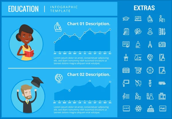 Vzdělávání infografika template, prvky a ikony — Stockový vektor