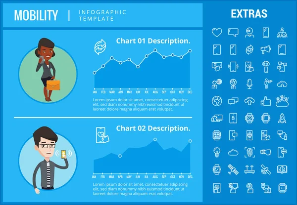 Hareketlilik Infographic şablon, öğeler ve simgeler.